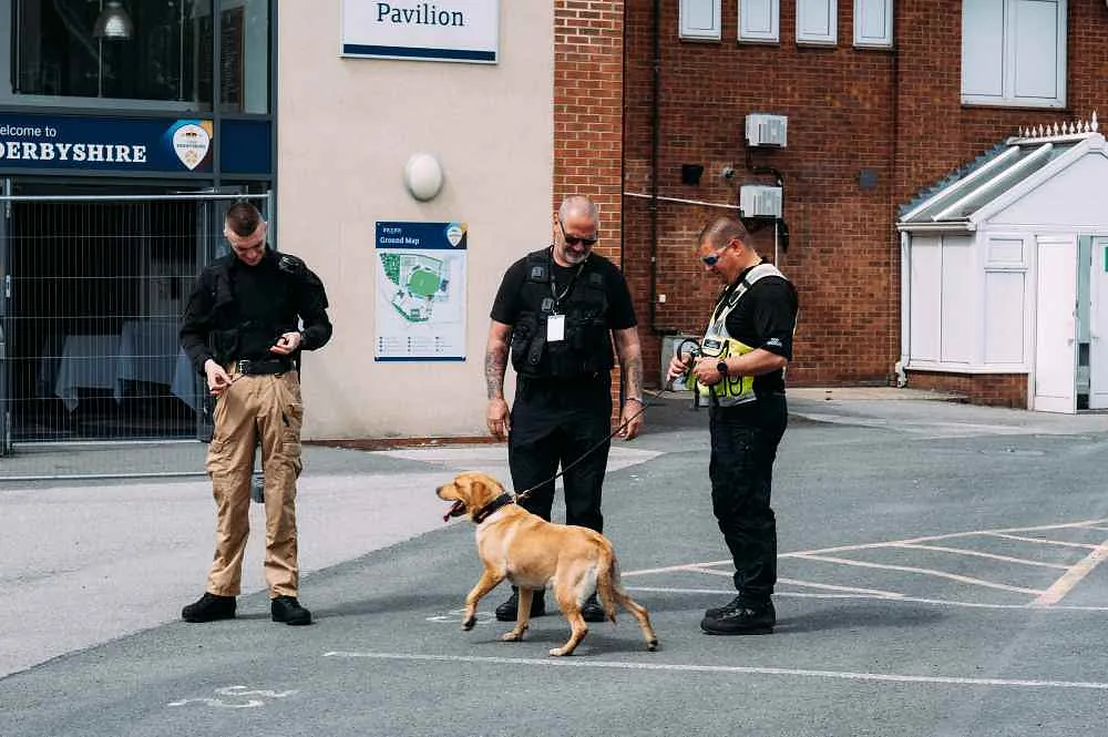  event security guards and k9 dog unit at outdoor event