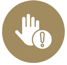 hand with a warning symbol for confict management