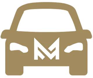 car with M logo for monarch on the bonnet icon