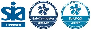 sia licensed logo, safe approved contractor and safe pqq verified